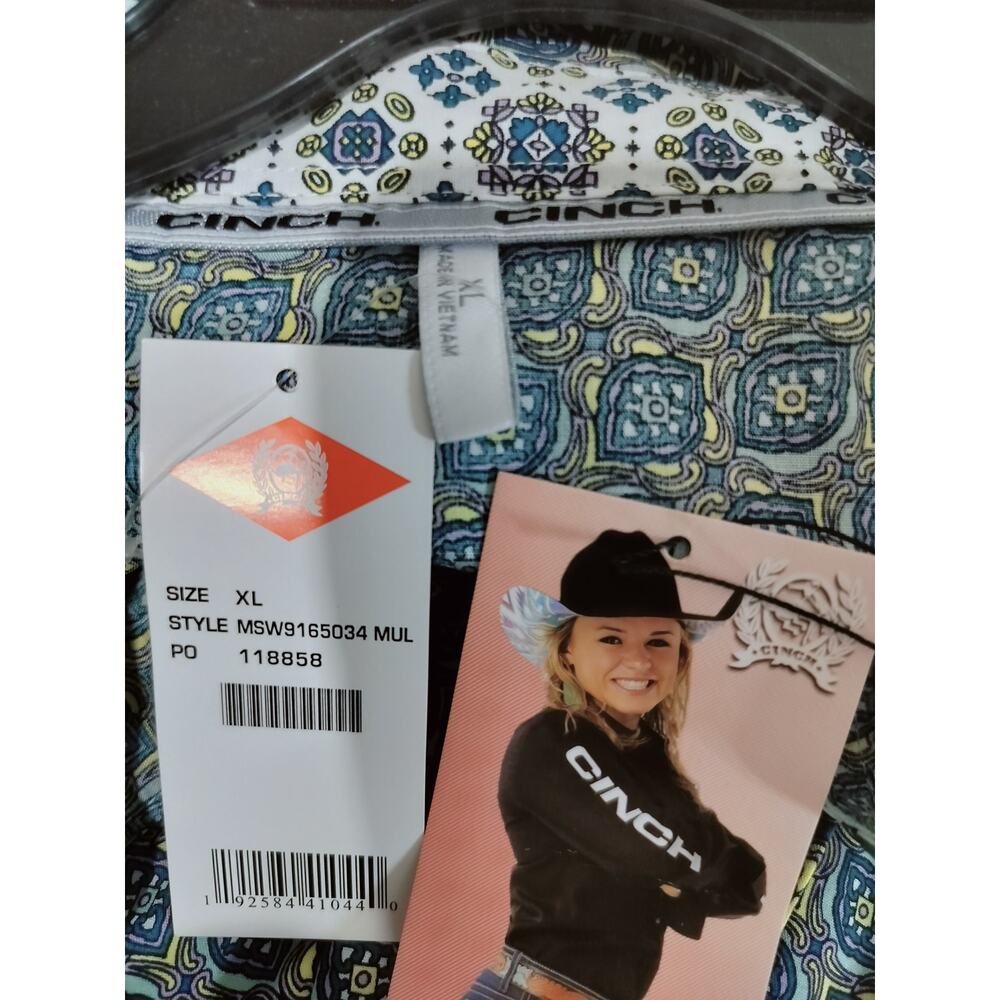 5620)Cinch Woman XL Multicolor Western Button Down No Pocket Performance Shirt - Picture 9 of 9